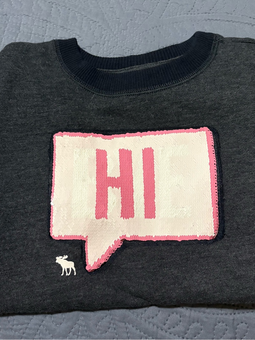 abercrombie kids Gray Crewneck Sweatshirt with Pink Accent